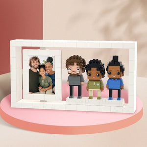 Full Body Customizable 3 People Custom Brick Figures Photo Frame Small Particle Block - MadeMineUK