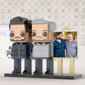 Full Body Customizable 2 People Father And Son Photo Frame Personalized Custom Brick Figures Small Particle Block Toy Personalized For Father's Day - MadeMineUK