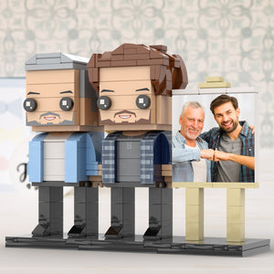 Full Body Customizable 2 People Dad And Son Fist Bump Photo Frame Personalized Custom Brick Figures Small Particle Block Toy Personalized For Father's Day - MadeMineUK