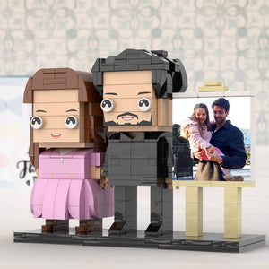 Full Body Customizable 2 People Dad Holding His Daughter In His Arm Photo Frame Personalized Custom Brick Figures Small Particle Block Toy Personalized For Father's Day - MadeMineUK