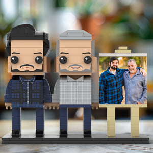 Full Body Customizable 2 People Father And Son Photo Frame Personalized Custom Brick Figures Small Particle Block Toy Personalized For Father's Day - MadeMineUK