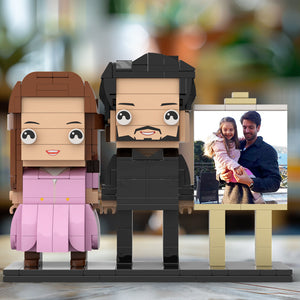 Full Body Customizable 2 People Dad Holding His Daughter In His Arm Photo Frame Personalized Custom Brick Figures Small Particle Block Toy Personalized For Father's Day - MadeMineUK