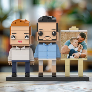 Full Body Customizable 2 People Dad Cuddle His Son Little Boy Photo Frame Personalized Custom Brick Figures Small Particle Block Toy Personalized For Father's Day - MadeMineUK