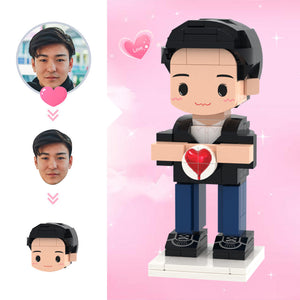 Custom Cute Head Brick Figures Man Show Love Brick Figures Personalized 1 People Brick Figures - MadeMineUK