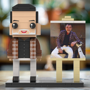 Full Body Customizable 1 Person Cool Daddy  in Classic Plaid Shirt Custom Brick with Frame Figures Small Particle Block Toy Brick Me Figures For Father's Day - MadeMineUK