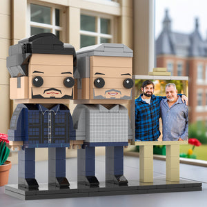 Full Body Customizable 2 People Father And Son Photo Frame Personalized Custom Brick Figures Small Particle Block Toy Personalized For Father's Day - MadeMineUK