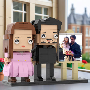 Full Body Customizable 2 People Dad Holding His Daughter In His Arm Photo Frame Personalized Custom Brick Figures Small Particle Block Toy Personalized For Father's Day - MadeMineUK