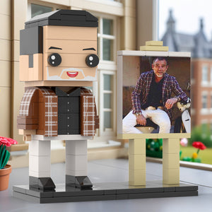 Full Body Customizable 1 Person Cool Daddy  in Classic Plaid Shirt Custom Brick with Frame Figures Small Particle Block Toy Brick Me Figures For Father's Day - MadeMineUK