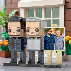 Full Body Customizable 2 People Father And Son Photo Frame Personalized Custom Brick Figures Small Particle Block Toy Personalized For Father's Day - MadeMineUK