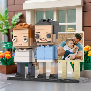 Full Body Customizable 2 People Dad Cuddle His Son Little Boy Photo Frame Personalized Custom Brick Figures Small Particle Block Toy Personalized For Father's Day - MadeMineUK