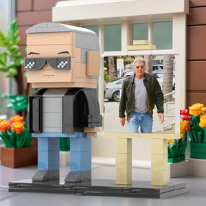 Full Body Customizable 1 Person Cool Grey Hair Daddy Street Photo With Classic Outfit Custom Brick with Frame Figures Small Particle Block Toy Brick Me Figures For Father's Day - MadeMineUK