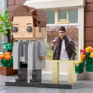 Full Body Customizable 1 Person Stylish Young Daddy With Scarf Custom Brick with Frame Figures Small Particle Block Toy Brick Me Figures For Father's Day - MadeMineUK