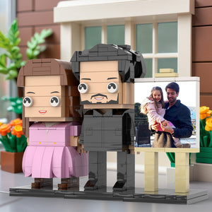 Full Body Customizable 2 People Dad Holding His Daughter In His Arm Photo Frame Personalized Custom Brick Figures Small Particle Block Toy Personalized For Father's Day - MadeMineUK