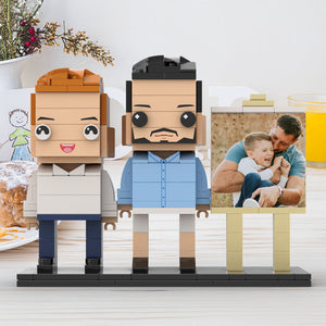 Full Body Customizable 2 People Dad Cuddle His Son Little Boy Photo Frame Personalized Custom Brick Figures Small Particle Block Toy Personalized For Father's Day - MadeMineUK