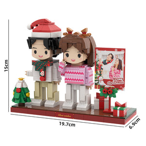 Christmas Brick Figures Full Body Customizable 2 People Photo Frame Custom Cute Brick Figures Small Particle Block - MadeMineUK