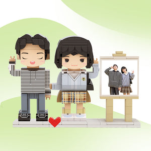 Full Body Customizable 2 People Photo Frame Custom Cute Brick Figures Small Particle Block Gifts for Spouse - MadeMineUK