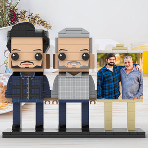 Full Body Customizable 2 People Father And Son Photo Frame Personalized Custom Brick Figures Small Particle Block Toy Personalized For Father's Day - MadeMineUK