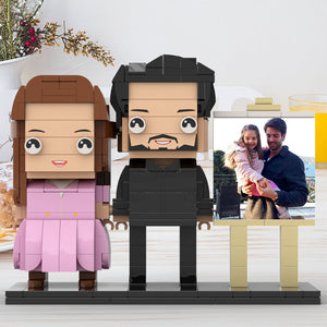 Full Body Customizable 2 People Dad Holding His Daughter In His Arm Photo Frame Personalized Custom Brick Figures Small Particle Block Toy Personalized For Father's Day - MadeMineUK