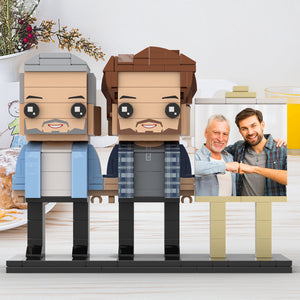 Full Body Customizable 2 People Dad And Son Fist Bump Photo Frame Personalized Custom Brick Figures Small Particle Block Toy Personalized For Father's Day - MadeMineUK