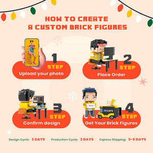 Christmas Brick Figures Full Body Customizable 2 People Photo Frame Custom Cute Brick Figures Small Particle Block - MadeMineUK