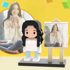 Gift For Mom Custom Brick Figures Photo Brick Figures with Frame Full Body Custom 1 Person Round Face Brick Figures - MadeMineUK