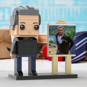 Full Body Customizable 1 Person Cool Daddy In Black Suit Custom Brick with Frame Figures Small Particle Block Toy Brick Me Figures For Father's Day - MadeMineUK