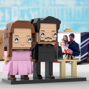 Full Body Customizable 2 People Dad Holding His Daughter In His Arm Photo Frame Personalized Custom Brick Figures Small Particle Block Toy Personalized For Father's Day - MadeMineUK