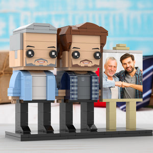 Full Body Customizable 2 People Dad And Son Fist Bump Photo Frame Personalized Custom Brick Figures Small Particle Block Toy Personalized For Father's Day - MadeMineUK