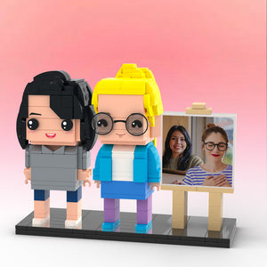 Full Body Customizable 2 People Photo Frame Custom Brick Figures Small Particle Block Gifts for Sisters - MadeMineUK