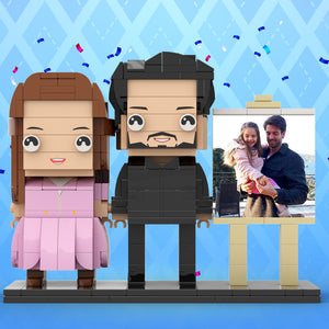 Full Body Customizable 2 People Dad Holding His Daughter In His Arm Photo Frame Personalized Custom Brick Figures Small Particle Block Toy Personalized For Father's Day - MadeMineUK