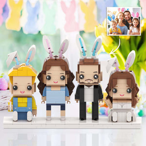 Easter Family Full Body Customizable 4 People Custom Brick Figures Small Particle Block - MadeMineUK