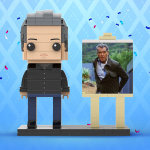 Full Body Customizable 1 Person Cool Daddy In Black Suit Custom Brick with Frame Figures Small Particle Block Toy Brick Me Figures For Father's Day - MadeMineUK