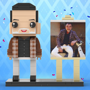 Full Body Customizable 1 Person Cool Daddy  in Classic Plaid Shirt Custom Brick with Frame Figures Small Particle Block Toy Brick Me Figures For Father's Day - MadeMineUK