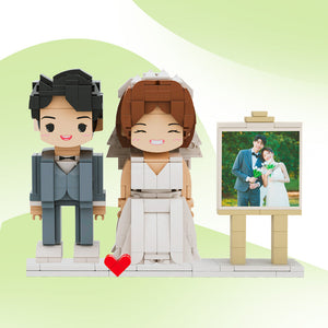 Full Body Customizable 2 People Photo Frame Custom Cute Brick Figures Small Particle Block Gifts for Him - MadeMineUK