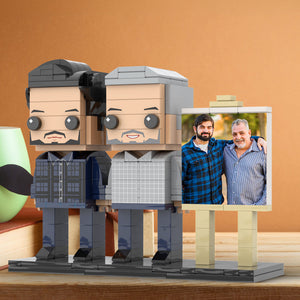 Full Body Customizable 2 People Father And Son Photo Frame Personalized Custom Brick Figures Small Particle Block Toy Personalized For Father's Day - MadeMineUK