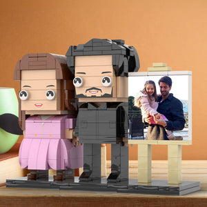 Full Body Customizable 2 People Dad Holding His Daughter In His Arm Photo Frame Personalized Custom Brick Figures Small Particle Block Toy Personalized For Father's Day - MadeMineUK