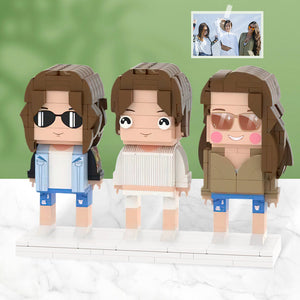 Gifts for Girlfriends Full Body Customizable 3 People Custom Brick Figures Small Particle Block - MadeMineUK