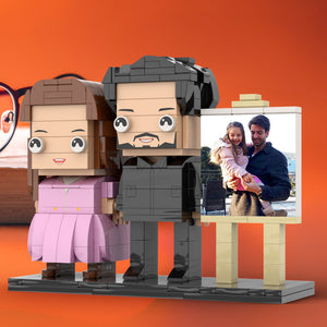 Full Body Customizable 2 People Dad Holding His Daughter In His Arm Photo Frame Personalized Custom Brick Figures Small Particle Block Toy Personalized For Father's Day - MadeMineUK