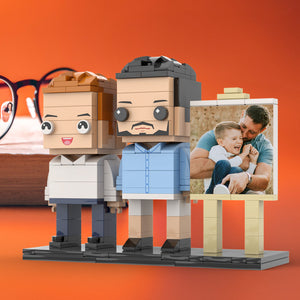 Full Body Customizable 2 People Dad Cuddle His Son Little Boy Photo Frame Personalized Custom Brick Figures Small Particle Block Toy Personalized For Father's Day - MadeMineUK