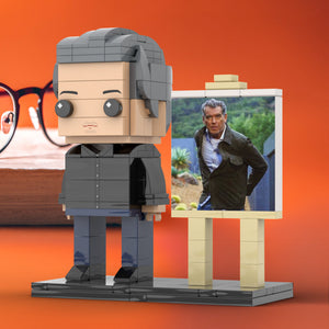 Full Body Customizable 1 Person Cool Daddy In Black Suit Custom Brick with Frame Figures Small Particle Block Toy Brick Me Figures For Father's Day - MadeMineUK