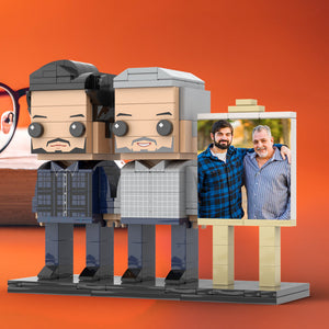 Full Body Customizable 2 People Father And Son Photo Frame Personalized Custom Brick Figures Small Particle Block Toy Personalized For Father's Day - MadeMineUK