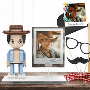 Full Body Duddu Photo Brick Figures Photo In Acrylic Models Customized For Stylish Daddy On Father's Day - MadeMineUK