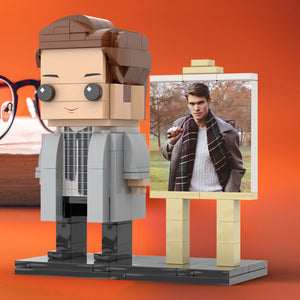 Full Body Customizable 1 Person Stylish Young Daddy With Scarf Custom Brick with Frame Figures Small Particle Block Toy Brick Me Figures For Father's Day - MadeMineUK