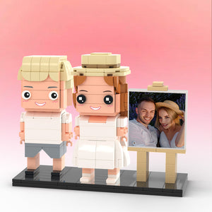 Full Body Customizable 2 People Photo Frame Custom Brick Figures Small Particle Block Gifts for Spouse - MadeMineUK