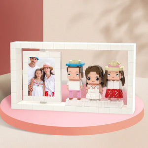 Gifts for Family Full Body Customizable 3 People Custom Brick Figures Photo Frame Small Particle Block - MadeMineUK