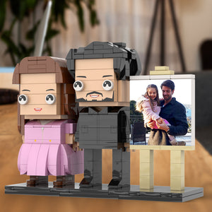 Full Body Customizable 2 People Dad Holding His Daughter In His Arm Photo Frame Personalized Custom Brick Figures Small Particle Block Toy Personalized For Father's Day - MadeMineUK