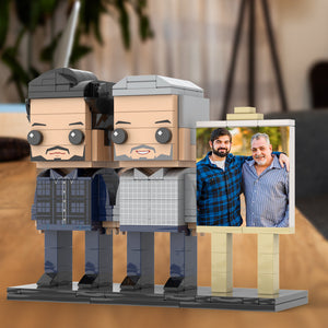 Full Body Customizable 2 People Father And Son Photo Frame Personalized Custom Brick Figures Small Particle Block Toy Personalized For Father's Day - MadeMineUK