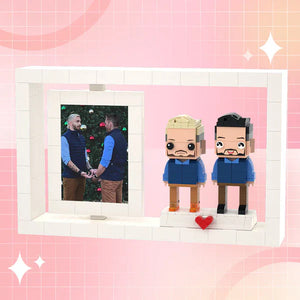 Full Body Customizable 2 People Photo Frame Best Friends Custom Brick Figures Small Particle Block Brick Me Figures - MadeMineUK