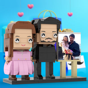 Full Body Customizable 2 People Dad Holding His Daughter In His Arm Photo Frame Personalized Custom Brick Figures Small Particle Block Toy Personalized For Father's Day - MadeMineUK