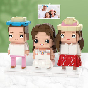 Gifts for Family Full Body Customizable 3 People Custom Brick Figures Small Particle Block - MadeMineUK